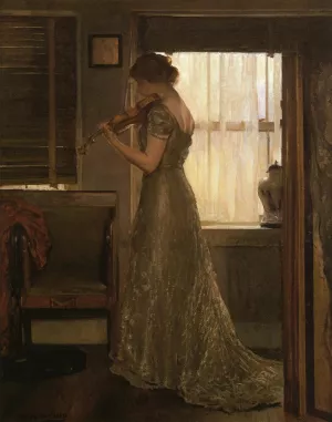 The Violinist also known as The Violin: Girl with a Violin III by Joseph Decamp Oil Painting
