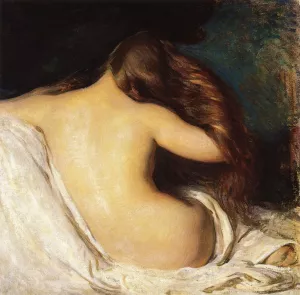 Woman Drying Her Hair by Joseph Decamp Oil Painting