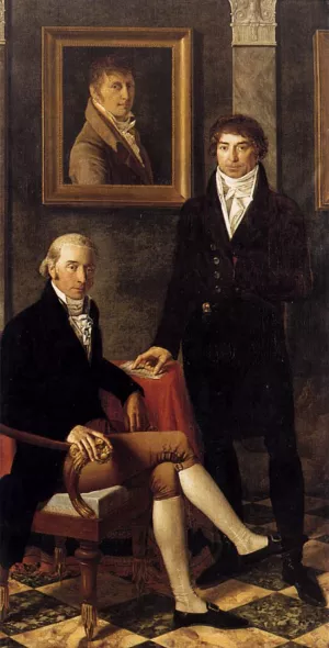 Portrait of Francois Wynckelman, Francois van der Donckt and Joseph Odevaere by Joseph-Denis Odevaere Oil Painting