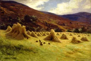 Harvesting, Forest of Birse, Aberdeenshire by Joseph Farquharson Oil Painting