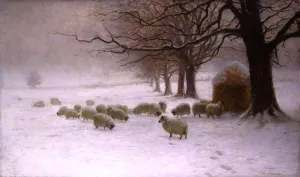Sheep in a Snowstorm by Joseph Farquharson Oil Painting