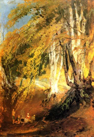A Beech Wood with Gipsies Round a Camp Fire by Joseph Mallord William Turner Oil Painting