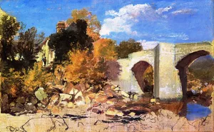 A Bridge with a Cottage and Trees beyond by Joseph Mallord William Turner Oil Painting