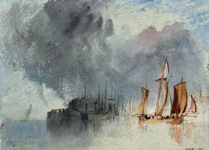 A Chasse-Marree and Other Vessels Under a Cloudy Sky by Joseph Mallord William Turner Oil Painting