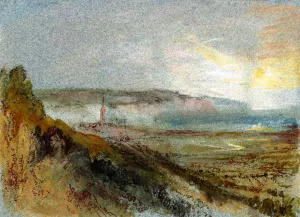 A Distant View of Harfleur from the West by Joseph Mallord William Turner Oil Painting