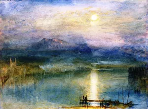 Moonlight on Lake Lucerne with the Rigi in the Distance, Switzerland by Joseph Mallord William Turner Oil Painting