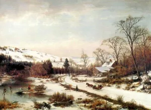 Winter Scene Near Medford, Massachusetts by Joseph Morviller Oil Painting