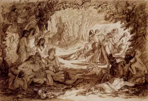 Cymocles Discovered By Atis In The Bowre Of Blisse, Spencer's Fairie Queene, BookII, Chapter V by Joseph Noel Paton Oil Painting