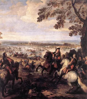The Crossing of the Rhine by the Army of Louis XIV, 1672 by Joseph Parrocel Oil Painting