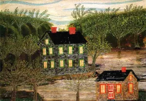 Houses by a Stream, Lambertville by Joseph Pickett Oil Painting