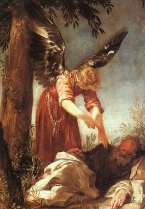 An Angel Awakens the Prophet Elijah by Juan Antonio Frias y Escalante Oil Painting