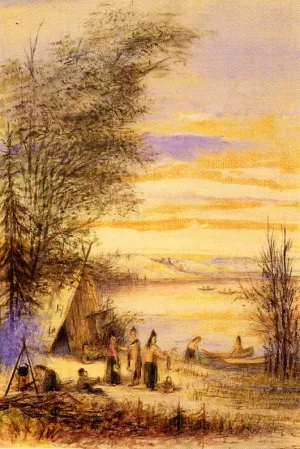 Indian Encampment by the Lake by Juan Buckingham Wandesforde Oil Painting
