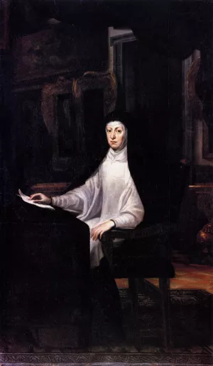 Portrait of Queen Mariana de Austria by Juan Carreno De Miranda Oil Painting