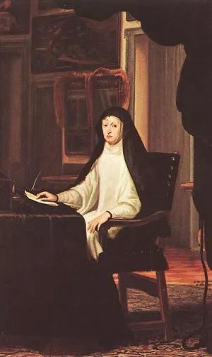 Queen Mary Anne of Austria as a Widow by Juan Carreno De Miranda Oil Painting