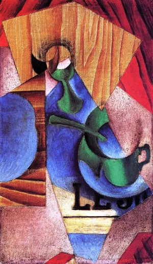 Glass, Cup and Newspaper Oil painting by Juan Gris