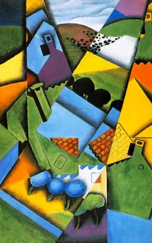 Landscape and Houses at Ceret Oil painting by Juan Gris