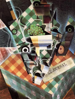 Still Life with Checked Tablecloth Oil painting by Juan Gris