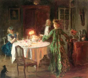 The Dinner Party by Jules Alexander Grun Oil Painting
