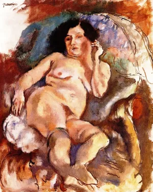A Model Stretched Out by Jules Pascin Oil Painting