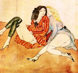 Two Girls on the Ground by Jules Pascin Oil Painting