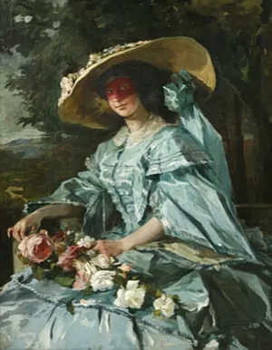 Retrato de Mujer con Sombrero by Julio Vila Prades Oil Painting