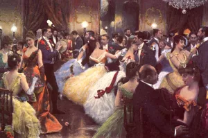 A Hunt Ball by Julius Leblanc Stewart Oil Painting