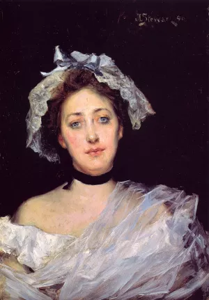 An English Lady by Julius Leblanc Stewart Oil Painting