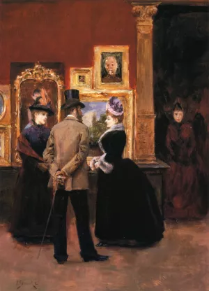 Ladies with a Gentleman in a Top Hat by Julius Leblanc Stewart Oil Painting