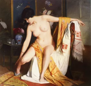 Nude in an Interior by Julius Leblanc Stewart Oil Painting