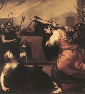 The Duel of Isabella de Carazzi and Diambra de Pottinella by Jusepe De Ribera Oil Painting