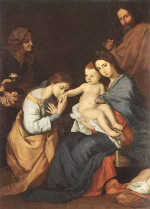 The Holy Family with St Catherine by Jusepe De Ribera Oil Painting