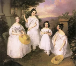 The Daughters of Istvan Medgyasszay by Karoly Brocky Oil Painting