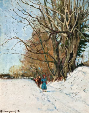 Skiing by Karl Domberger Oil Painting