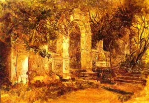 Ruins in Park by Karl Pavlovich Brulloff Oil Painting