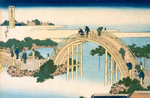 Drum Bridge of Kameido Tenjin Shrine by Katsushika Hokusai Oil Painting