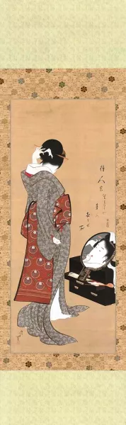 Woman Looking at Herself in a Mirror Oil painting by Katsushika Hokusai