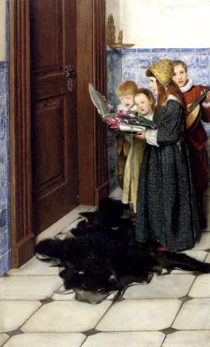 A Carol Oil painting by Laura Teresa Alma-Tadema