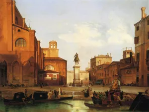 Venice: Preparations for a Festival at the Campo di SS Giovanni e Paolo, Looking North-East, with the Equestrian Monument to Bartolomeo Colleoni by Lancelot-Theodore Turpin De Crisse Oil Painting