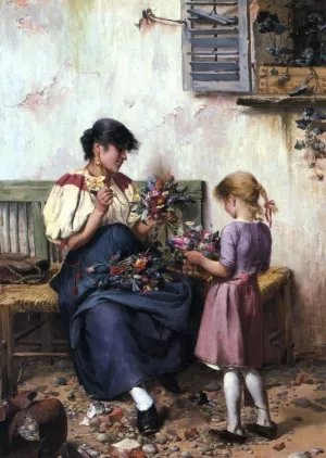 Preparing the Bridal Bouquet by Laszlo Pataky Von Sospatak Oil Painting