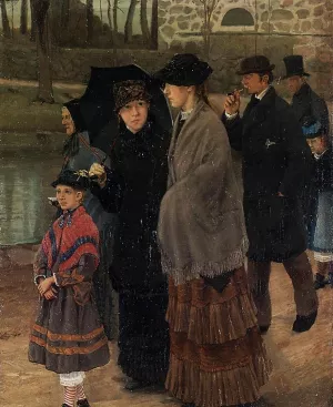 On the Way to Church by Lauritz Andersen Ring Oil Painting