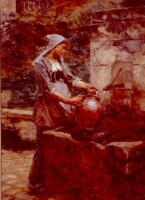 A Water Drawer by Leon-Augustin L'Hermitte Oil Painting