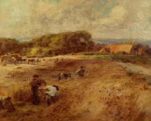 Harvesters near the Farm of Sambre by Leon-Augustin L'Hermitte Oil Painting
