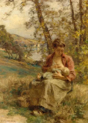 Jeune Mere by Leon-Augustin L'Hermitte Oil Painting