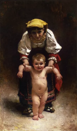 First Steps by Leon Bonnat Oil Painting