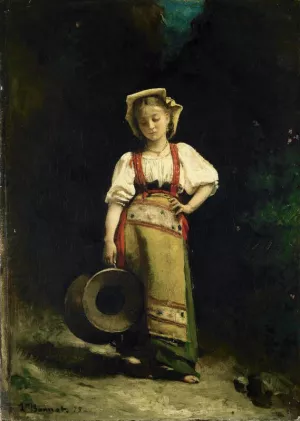 Italian Girl with a Jug by Leon Bonnat Oil Painting