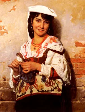 Jeune Fille Italienne by Leon Bonnat Oil Painting