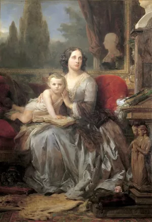 Maria Duquesa di Galliera with Her Son Fillippo by Leon Cogniet Oil Painting