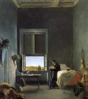 The Artist in His Room at the Villa Medici, Rome by Leon Cogniet Oil Painting