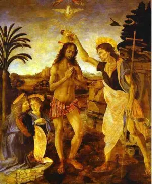 The Baptism of Christ by Leonardo Da Vinci Oil Painting