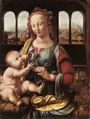 The Madonna of the Carnation by Leonardo Da Vinci Oil Painting